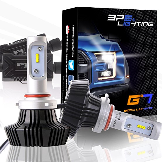 BPS Lighting G7 LED Headlight Bulbs Conversion Kit - 9005 HB3 50W Philips Lumileds 8000LM 6000K 6500K - Adjustable - Cool White - Super Bright - Low - High or Fog Light - Plug and Play - 2 Yr Warranty