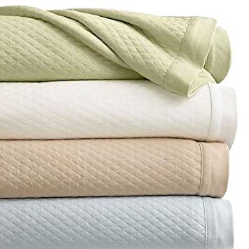 Martha Stewart Quilted Knit Cotton Blanket, Full/Queen, Green