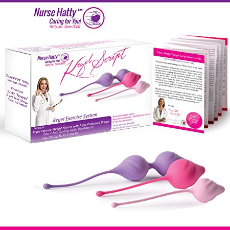 Nurse Hatty Kegel Exercise Weight System - 3 Smart Weights & Shapes for SM, MED, & LG Canal Sizes for Perfect Fit, Pelvic Floor Exercises for Bladder Control   eBook Edu & Easy Training Guide