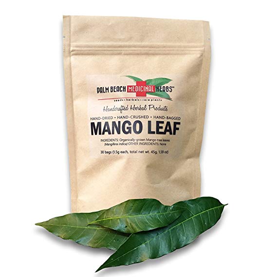 Dried Mango Leaf - 30 Individual Bags of Fresh Dried Hand-Crushed Tropical Mango Tree Leaves - Pure, No Fillers, All-Natural, Non-GMO (1.5g each bag, 45g total)