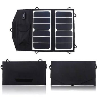 E-life 13w Solar Charger Portable Foldable High Efficiency Solar Panel Charger for Apple Iphone 6 Plus 5s 4 in 1 USB Cable   Carabiner