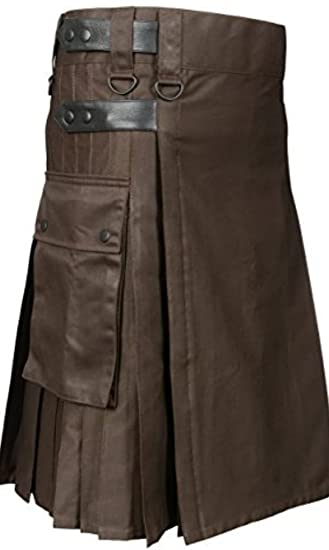 Scottish Brown Utility Kilt For Men