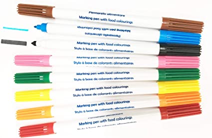 8 x Double Thick or Thin end Edible Ink Cake Decorating pens European Food Safe Certified Manufacturer