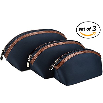 Cosmetic Bag Set of 3,Portable Makeup Bag Pouch,Travel Toiletry Bag for Women Blue