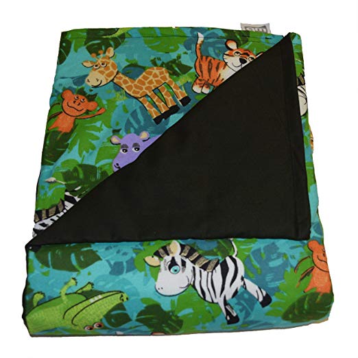 WEIGHTED BLANKETS PLUS LLC - Made in America - Child Deluxe Small Weighted Blanket - Jungle - Cotton/Flannel (52" L x 40" W) 6lb Medium Pressure.