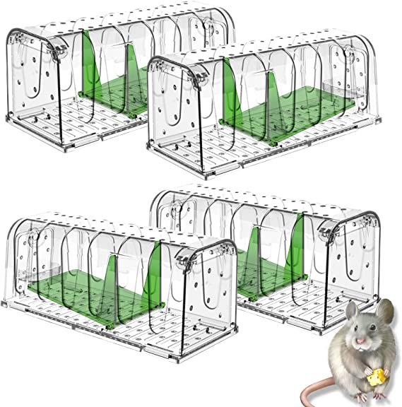 Careland Mouse Traps Indoor/Outdoor Humane Catch and Release for Small Rodent/Voles/Hamsters/Moles Non Killer Small Mole Capture Cage Reusable Use Easy to Set Quick Effective Sanitary Kids/Pets Safe