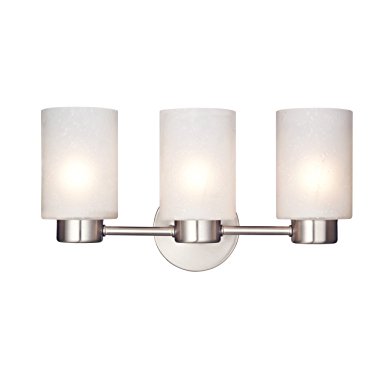 Westinghouse 6227900 Sylvestre Three-Light Interior Wall Fixture, Brushed Nickel Finish with Frosted Seeded Glass