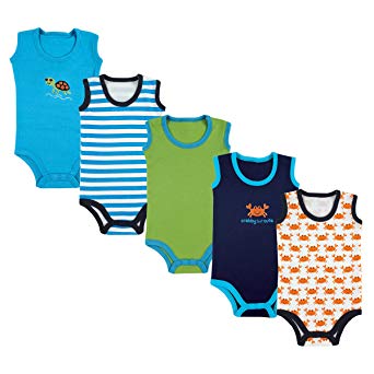 Luvable Friends Baby Infant 5-Pack Lightweight Sleeveless Bodysuits
