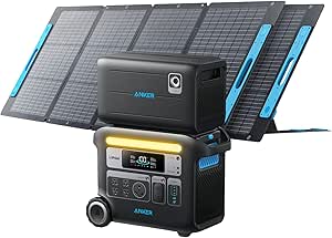 Anker SOLIX F2000 Portable Power Station, PowerHouse 767 and 760 Expansion Battery, with 2×200W Solar Panels, 4096Wh LiFePO4 Battery with 4 AC Outlets Up to 2400W for Home, Outdoor Camping, RV