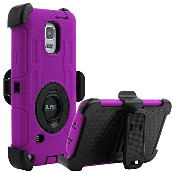 Note 4 Case, Galaxy Note 4 Case, ULAK Heavy Duty Shockproof Protection Shell Hybrid Rugged Samsung Galaxy Note 4 Case Rubber Built-in Rotating Kickstand Belt Swivel Clip Holster Note 4 (Purple/Black)