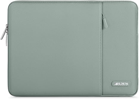 MOSISO Laptop Sleeve Bag Compatible with MacBook Air/Pro, 13-13.3 inch Notebook, Compatible with MacBook Pro 14 inch M3 M2 M1 Chip Pro Max 2023-2021, Polyester Vertical Case with Pocket, Antique Green