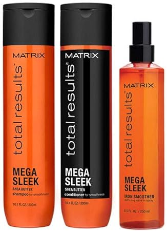 Matrix Total Results Mega Sleek Shampoo, Conditioner, Blow Dry Iron Smoother Pack