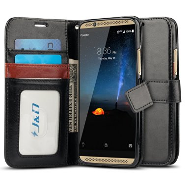 ZTE Axon 7 Case, J&D [Wallet Stand] [Slim Fit] Heavy Duty Protective Shock Resistant Wallet Case for ZTE Axon 7 - Black