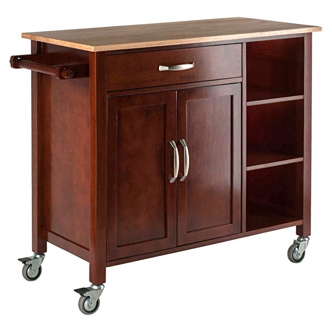 Winsome Wood Walnut/Natural Mabel Kitchen Cart