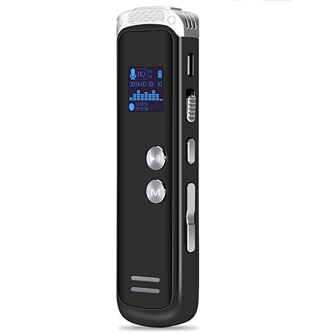 Digital Voice Recorder for Lecture, 200Hour Battery Life 8G Clear Voice Activated Audio Recorder 560 Hour Recording Capacity with MP3 Player