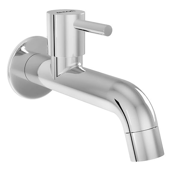 ALTON GRCL3955, Brass Bib Cock Long Nose with Wall Flange | Tap | Taps for Bathroom, Silver