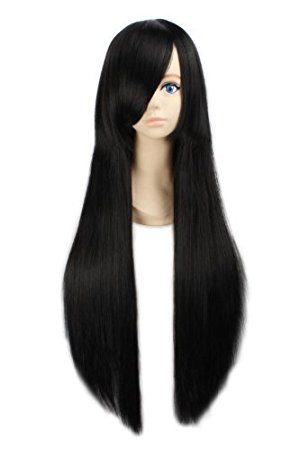 LOUISE MAELYS 31" 80cm Black Long Straight Anime Cosplay Costume Party Wigs