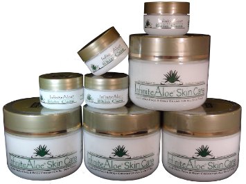 Infinite Aloe Skin Care Cream Original Scent 8oz - 4 Jars -  Plus 4 Bonus 05 oz InfiniteAloe Travel Jars