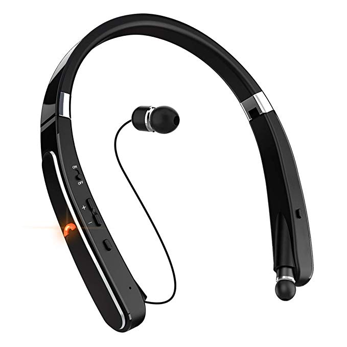 Wireless Bluetooth Headset, EGRD Foldable Retractable Neckband Headphones-[30 Hrs Playtime] Compatible iPhone Xs MAX/ 8/7 Plus Samsung Galaxy S9 Note 8 Cellphones