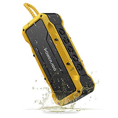 Poweradd MusicFly Outdoor Portable Bluetooth Speaker, 36W Speakers,Loud Volume,Dynamic Stereo,HD Sound, IPX7 Waterproof, Sandproof, Shockproof,Built in Mic,USB Charging Port, Yellow