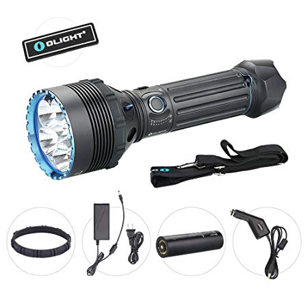 Olight X9R Marauder 25000 Lumen Six Cree XHP70.2 LED Super Bright Rechargeable Flashlight, Search Flashlight with 8x18650 Rechargeable Battery Pack and Olight Patch