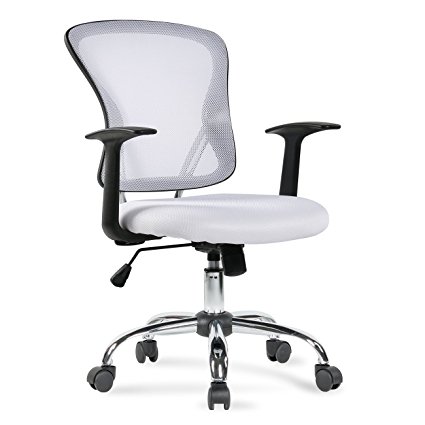 Belleze Office Mesh Multifunction Mid-Back Chair Back Seat Lumbar Swivel, White