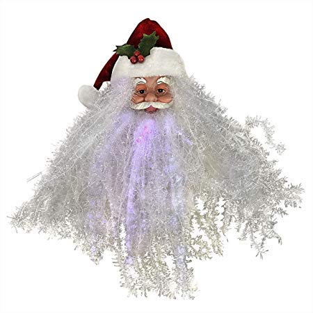 ReLive - 18.5" Santa Claus Face with Fiber Optic Beard - Hanging Decor