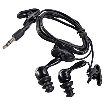 SHZONS Black Water Sport Waterproof In-Ear Earbuds Stereo Headphones for iPod/iPhone/MP3 Player