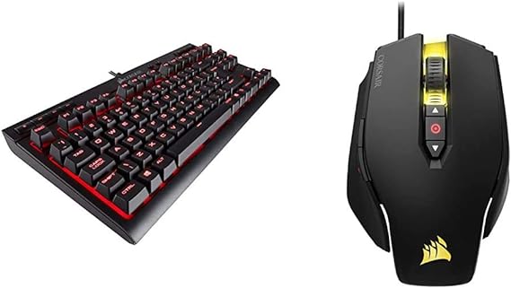 Corsair Gaming CH-9115020-UK K63 Cherry MX Red Backlit 10 Key-Less UK Mechanical Gaming Keyboard - Black & M65 PRO RGB Optical FPS Gaming Mouse - Black