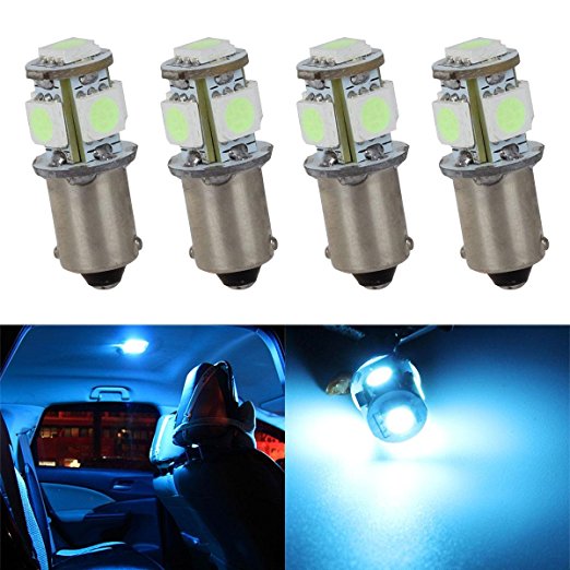 Partsam 4PCS T11 Ba9s Canbus Error Free 5-5050-SMD LED Bulbs for Car Interior Dome Map Light Glove Box Lamp, Ice Blue