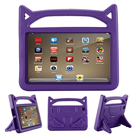 All-New Fire 7 2017 Case,fire 7 tablet case,Fire 7 Kids Case,Riaour Kids Shock Proof Protective Cover Case for Amazon Fire 7 Tablet (Compatible with 5th Generation 2015 / 7th Generation 2017) (Purple)