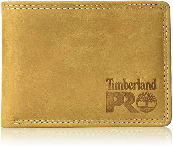 Timberland PRO Men's Leather RFID Wallet with Removable Flip Pocket Card Carrier