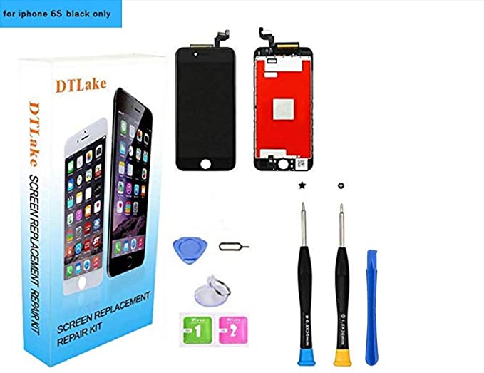 DTLake Premium Screen Replacement, Compatible iPhone 6S 4.7inch (Model A1633, A1688, A1700) LCD Replacement Screen with 3D Touch Screen Digitizer Fram Assembly Full Set   Free Tools (Black)