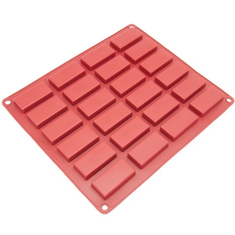 Freshware CB-115RD 24-Cavity Mini Silicone Mold for Homemade Soap Cake Chocolate Candy Cookie and More