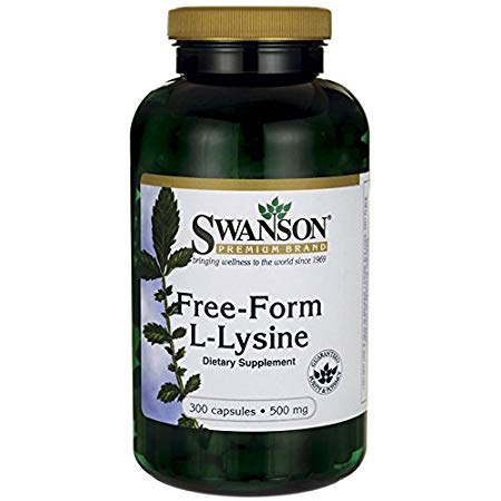 Swanson Amino Acid Free-Form L-Lysine 500 Milligrams 300 Capsules