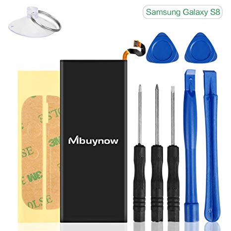 3000 mAh Replacement Battery Compatible Samsung Galaxy S8, Mbuynow Replacement Battery Kit 0 Cycle, Complete Tools, Adhesive Strips- 1 Year Warranty