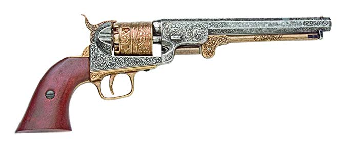 Denix 1851 Engraved Navy Revolver, Brass - Non-Firing Replica