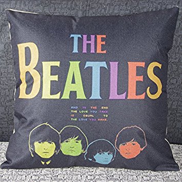 Cotton Linen Decorative Throw Pillow Case Cushion Cover the Beatles Music Black Square 18"x18"