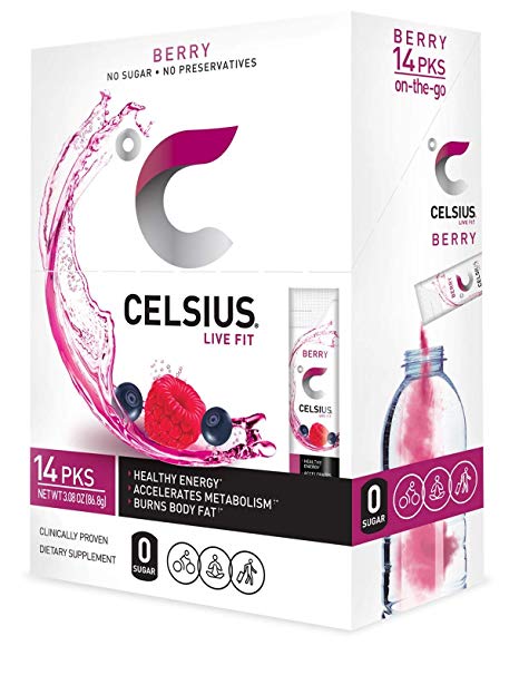 CELSIUS Berry On-the-Go Powder Stick Packs, Pack of 14