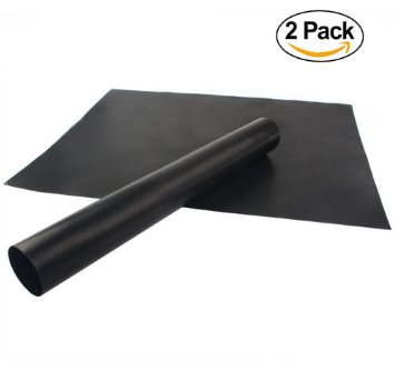 Leaping Tech Oven Liner bbq grill mat- 2PCs Large 16x23 Inch Teflon Nonstick Reusable mat for electric,microwave & toaster ovens grills bpa free (black)
