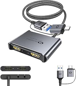 WARRKY 4K Loop Out Video Capture Card for Streaming, Work for PS4/PS5/XBOX/Switch/PC/Laptop/Camera/iPad, USB 3.0 to HDMI 1080P 60FPS Record Game Capture Card, Video Capture Device for Live