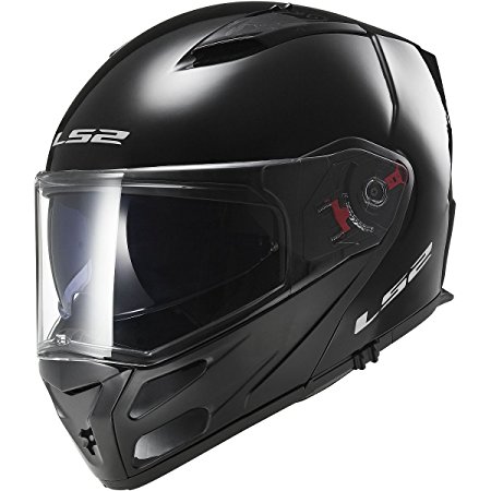 LS2 Helmets Metro Solid Modular Motorcycle Helmet with Sunshield (Gloss Black, Large)