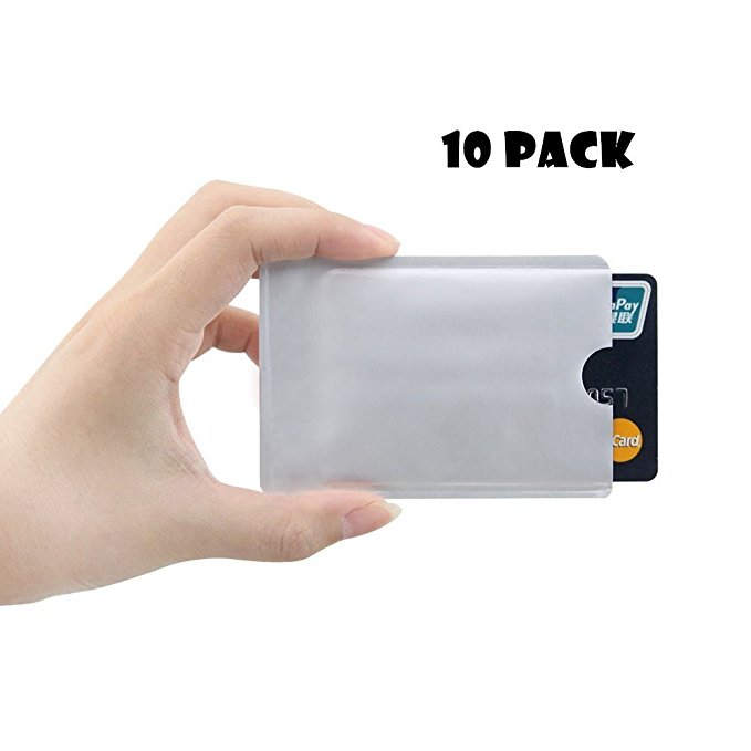 TPgoBuy 10 Pack ID Anti Theft RFID Blocking Sleeve Shield WaterProof Protector Secure Holder Case for Credit Card and Passport