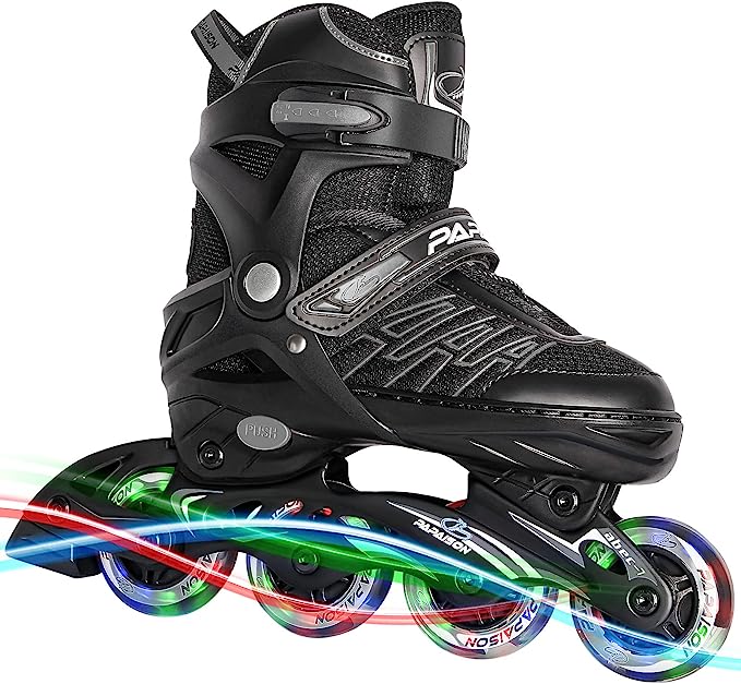 ITurnGlow Adjustable Inline Skates for Kids and Adults, Roller Skates with Featuring All Illuminating Wheels, for Girls and Boys, Men and Ladies