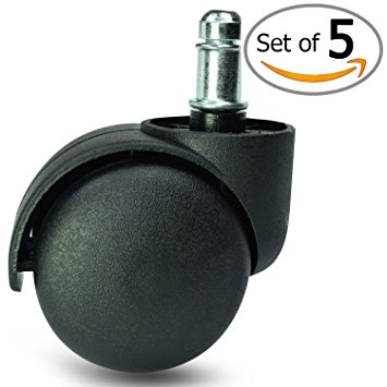 Zitriom Premium Office Chair Caster Wheel Replacement Universal Standard Size 11mm Stem Diameter X 22mm Stem Length (7/16" X 7/8") Compatible with Most Chairs, Holds 100Lbs 5 Years Garantee (Set of 5)