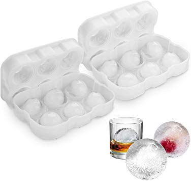 Ice Cube Tray 2 Packs, Vogek Sphere Ice Cube Mold Ball Maker with Lid Silicone BPA Fee Mould for Whiskey Cocktail Water and Drinks