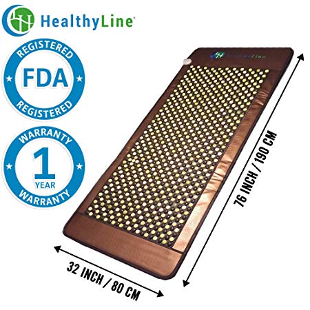 HL HEALTHYLINE - Far Infrared Heating Mat - 76inL x 32inW (Large and Firm) Jade and Tourmaline Hot Stones - Negative Ions