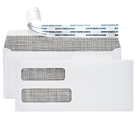 #10 Self Sealing Security Envelopes :: Double Window, Easy Peel & Seal, White with Dark Privacy Tint :: Perfect for Business Statements, Quickbooks Invoices, and Return Envelopes - 4 1/8 X 9 ½’’