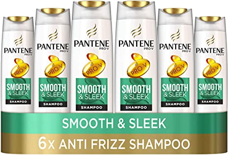 Pantene Pro-V Smooth and Sleek, Anti Frizz, Silicone Free Shampoo (Pack of 6)