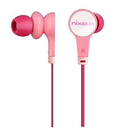 Nixeus ER-PINK14 In-Ear Noise-Isolating Earbuds with Microphone, Volume Control And Ergonomic Comfort-Fit - Pink